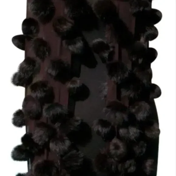 Cache Expresso Dark Brown Mink Fox Fur Wrap Shawl Scarf Top NWT $98 New